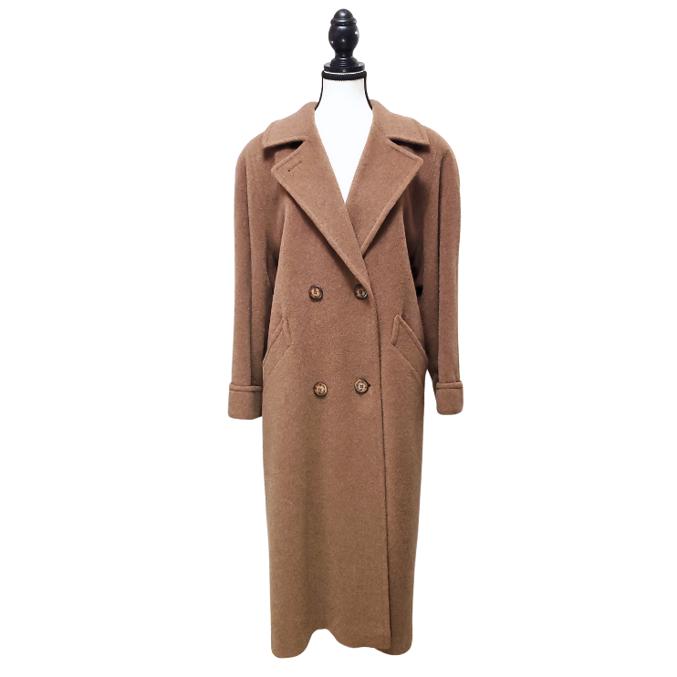 Alpaca Wool Blend Double-breasted Extra Long Overcoat - photo 2