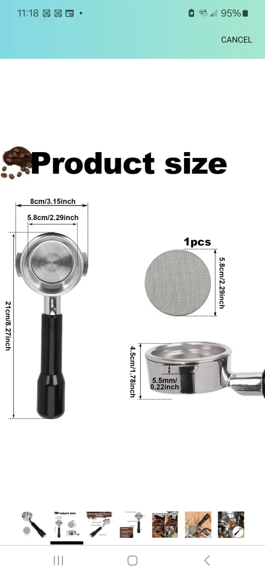 Espresso Portafilter with filter basket 304 thumbnail
