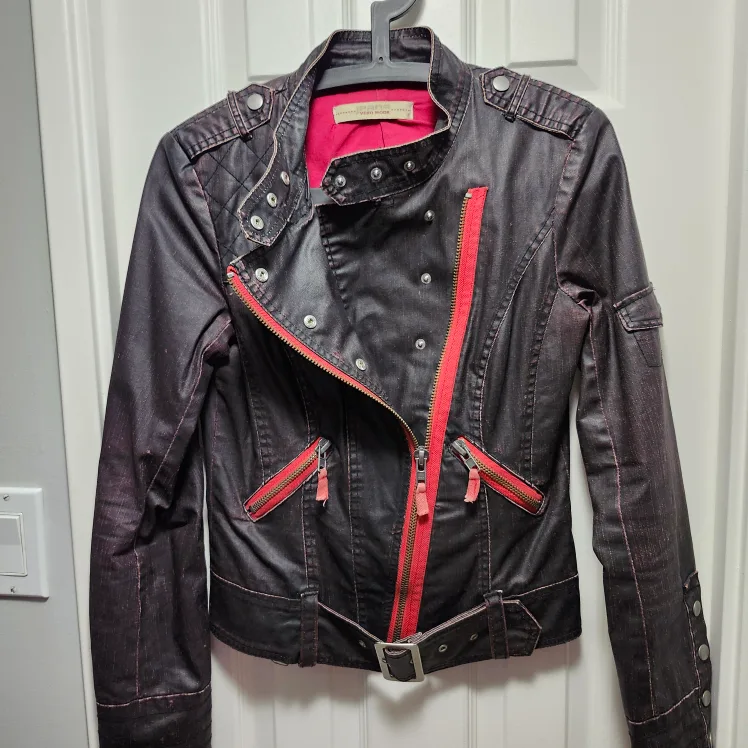 Vintage VERO MODA Y2K #S #XS  Black & Red MOTO Style Jacket. image indicator(3)