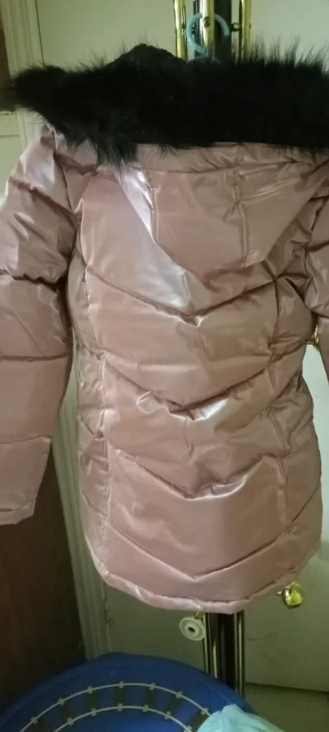 Justice Pink Puffer Jacket with Faux Fur Hood image indicator(5)