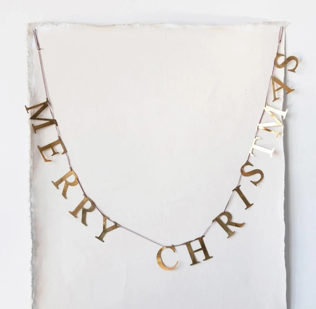 55" Merry Christmas, Brass Finish Metal Garland Banner image indicator(5)