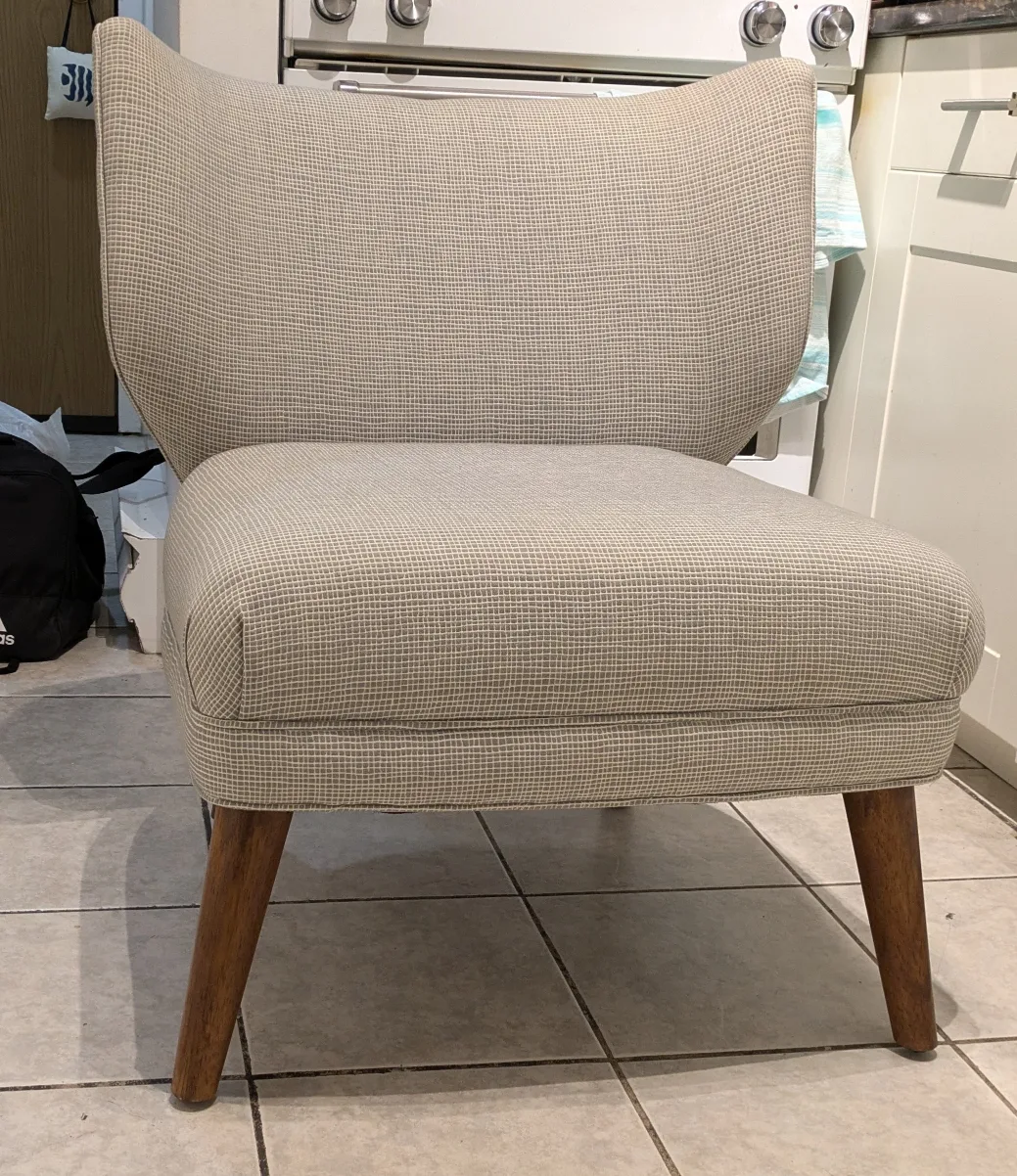 West Elm greige patterned slipper chairs image indicator(2)