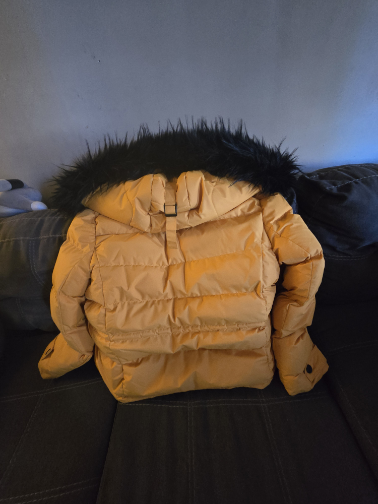 Yellow Puffer Jacket with Fur Hood - photo 3