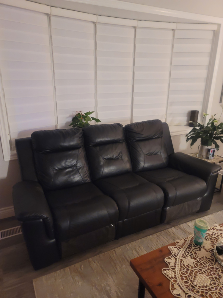 Black Leather Reclining Sofa