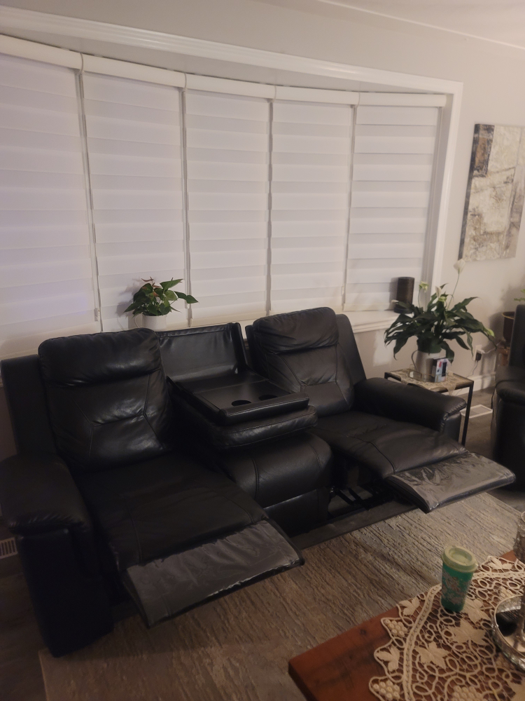 Black Leather Reclining Sofa - photo 2