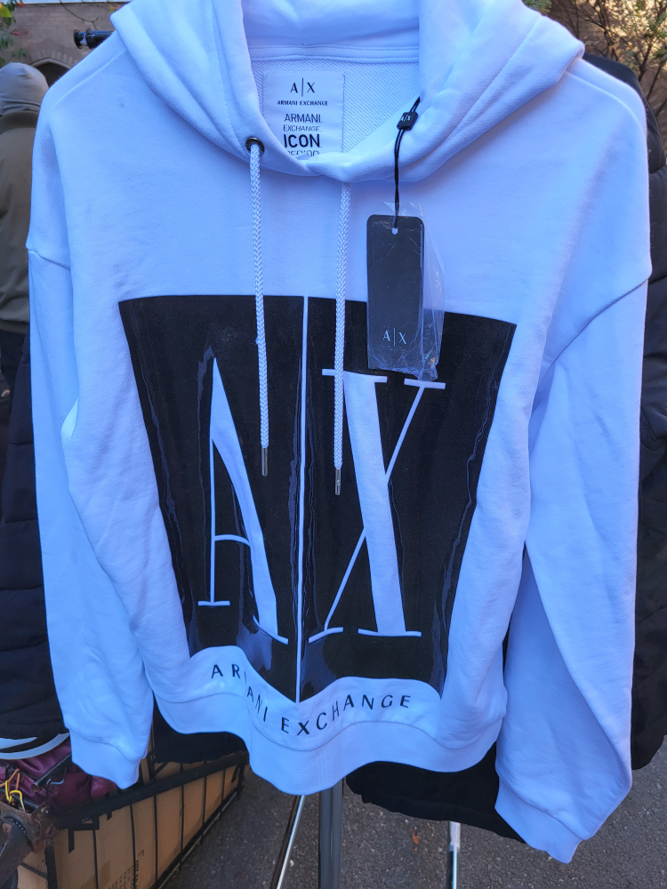 Armani Exchange White Icon Period Hoodie Size S