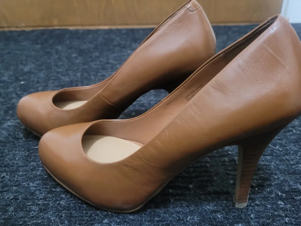 Brown Leather pump high heel shoes image indicator(10)
