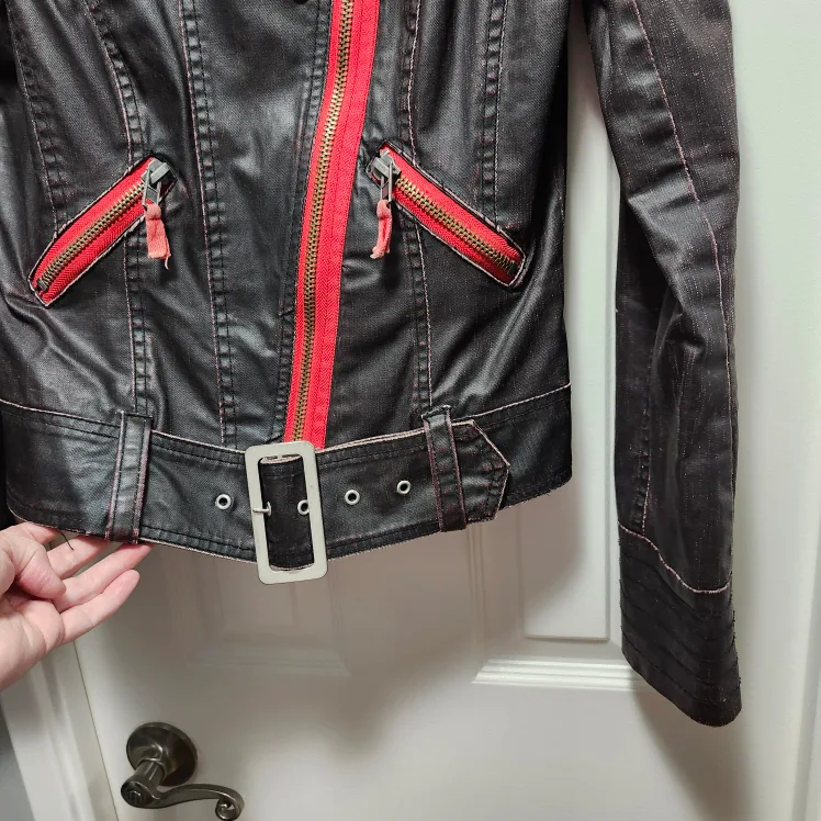 Vintage VERO MODA Y2K #S #XS  Black & Red MOTO Style Jacket. image indicator(8)