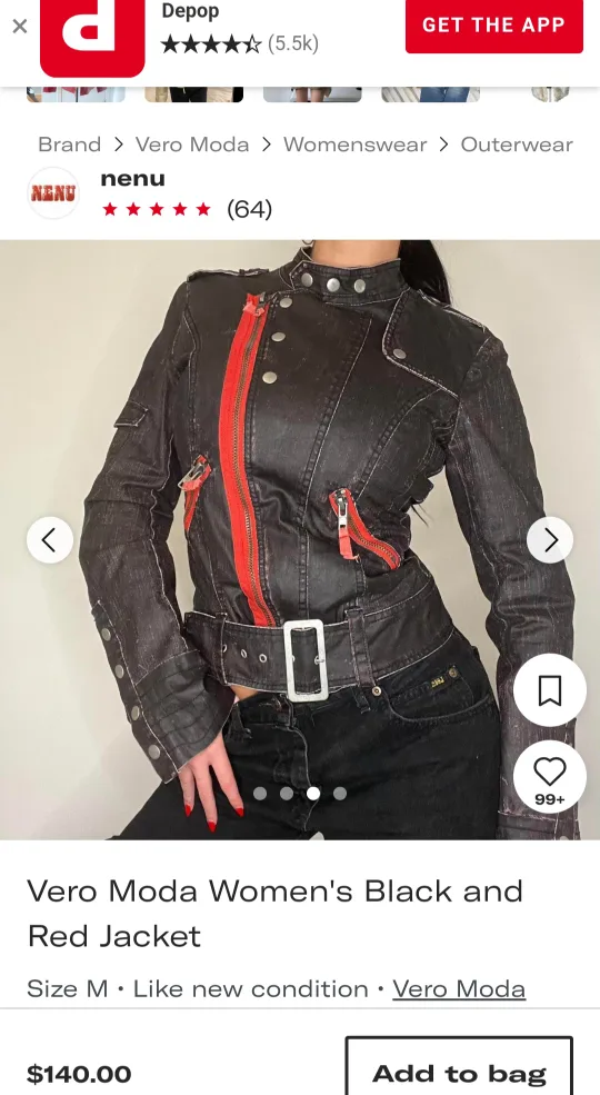 Vintage VERO MODA Y2K #S #XS  Black & Red MOTO Style Jacket. image indicator(9)