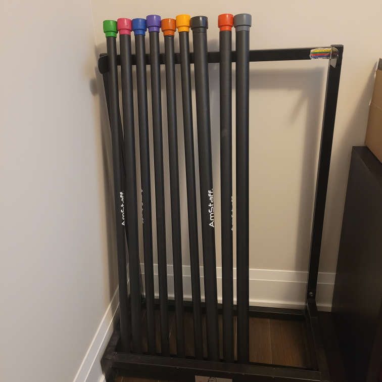 Amstaff / 2-25lbs Body Bars Set w/ Storage Rack