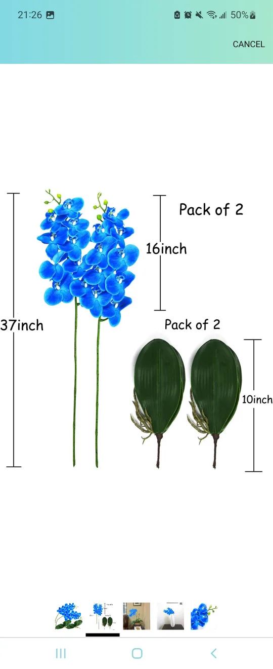 Artificial Orchid Plants, 2 Blue and 1 White image indicator(3)