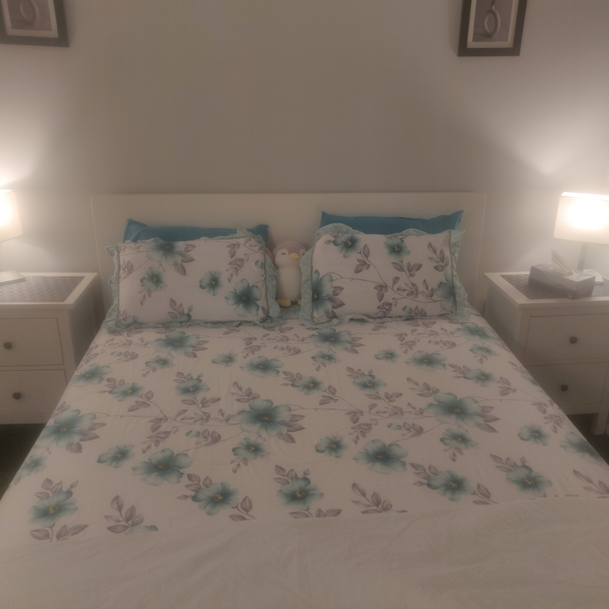 IKEA bed set- bed frame, mattress and 2 side tables