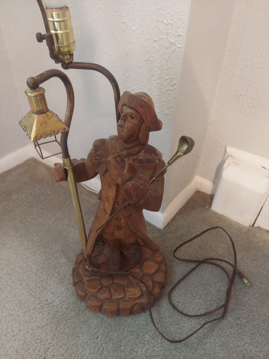 Vintage Wooden Carved Lamp