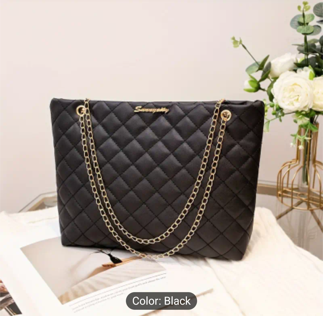 Black Quilted Chain Bag