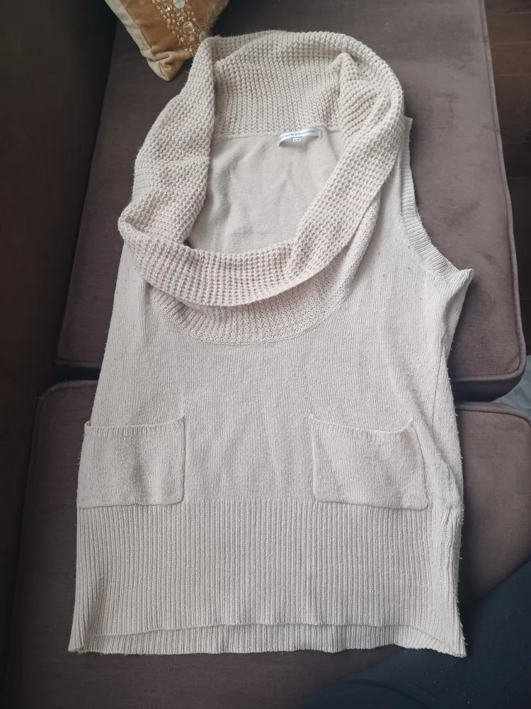 #freecycle Cream Knit Cowl Neck Vest thumbnail