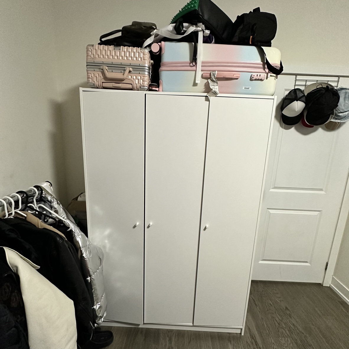 White 3 Door Wardrobe with shelves