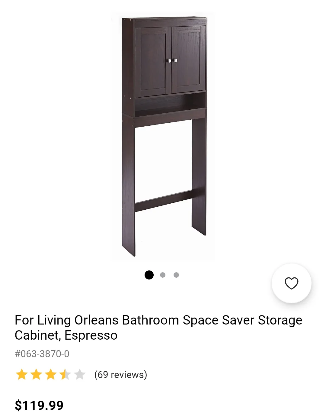 Bathroom Space Saver Storage Cabinet, Espresso image indicator(2)