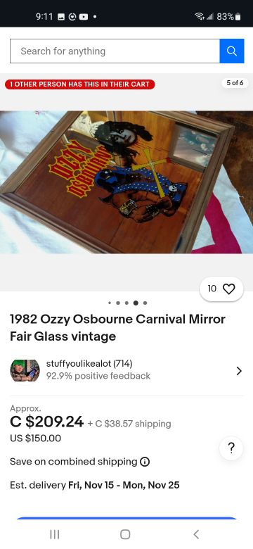 Vintage ZZ Top & Ozzy Osbourne Carnival Mirror Set - photo 3
