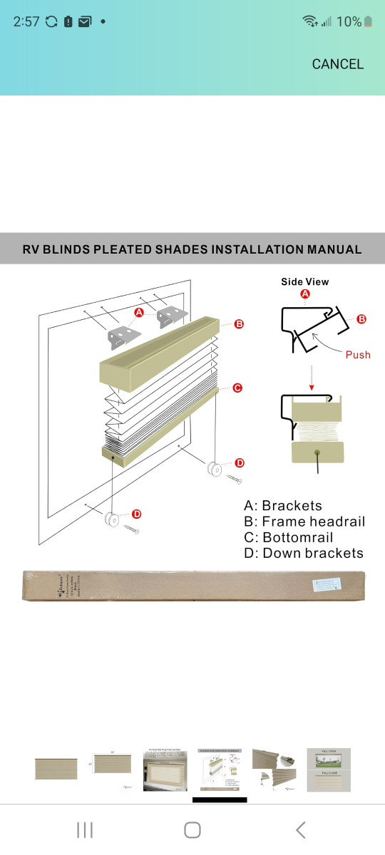 Dulepax RV Blinds Black Pleated Shades 62" x 32" - photo 4