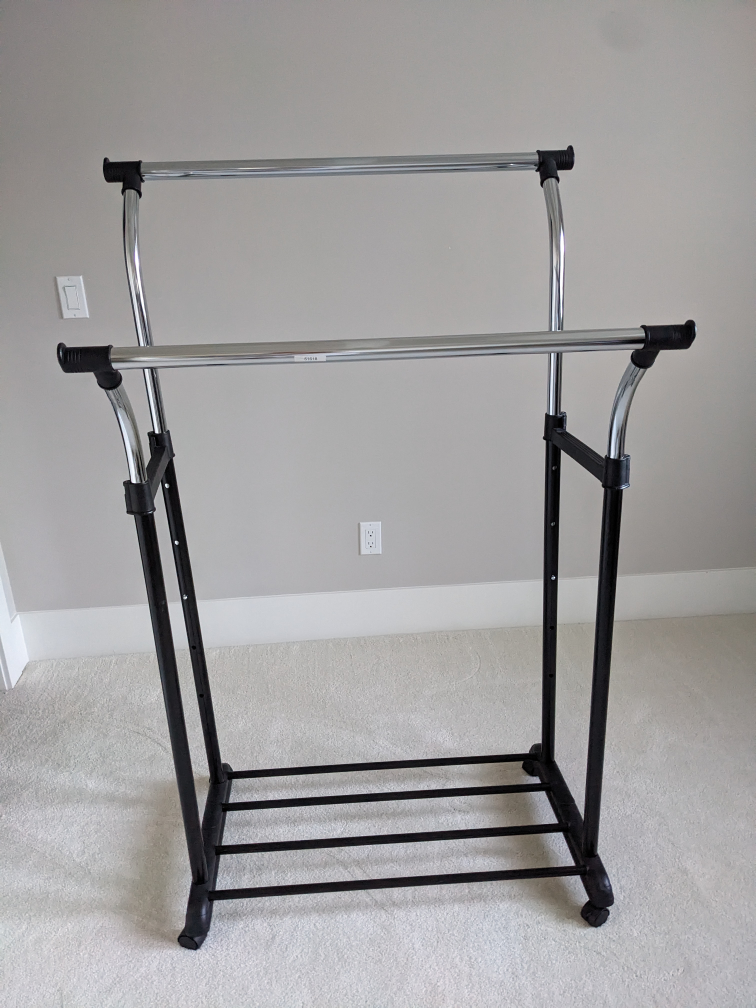 Double Garment Rack with Wheels/clothes rack
