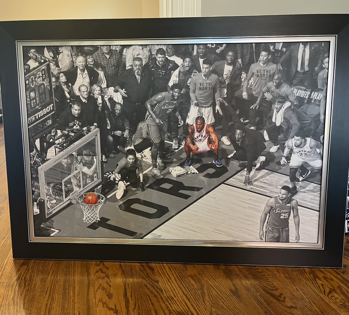 Toronto Raptors Framed Print Kawhi Leonard Buzzer beater shot