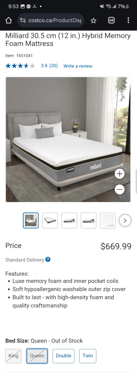 Milliard Hybrid Memory Foam Queen size Mattress - photo 3