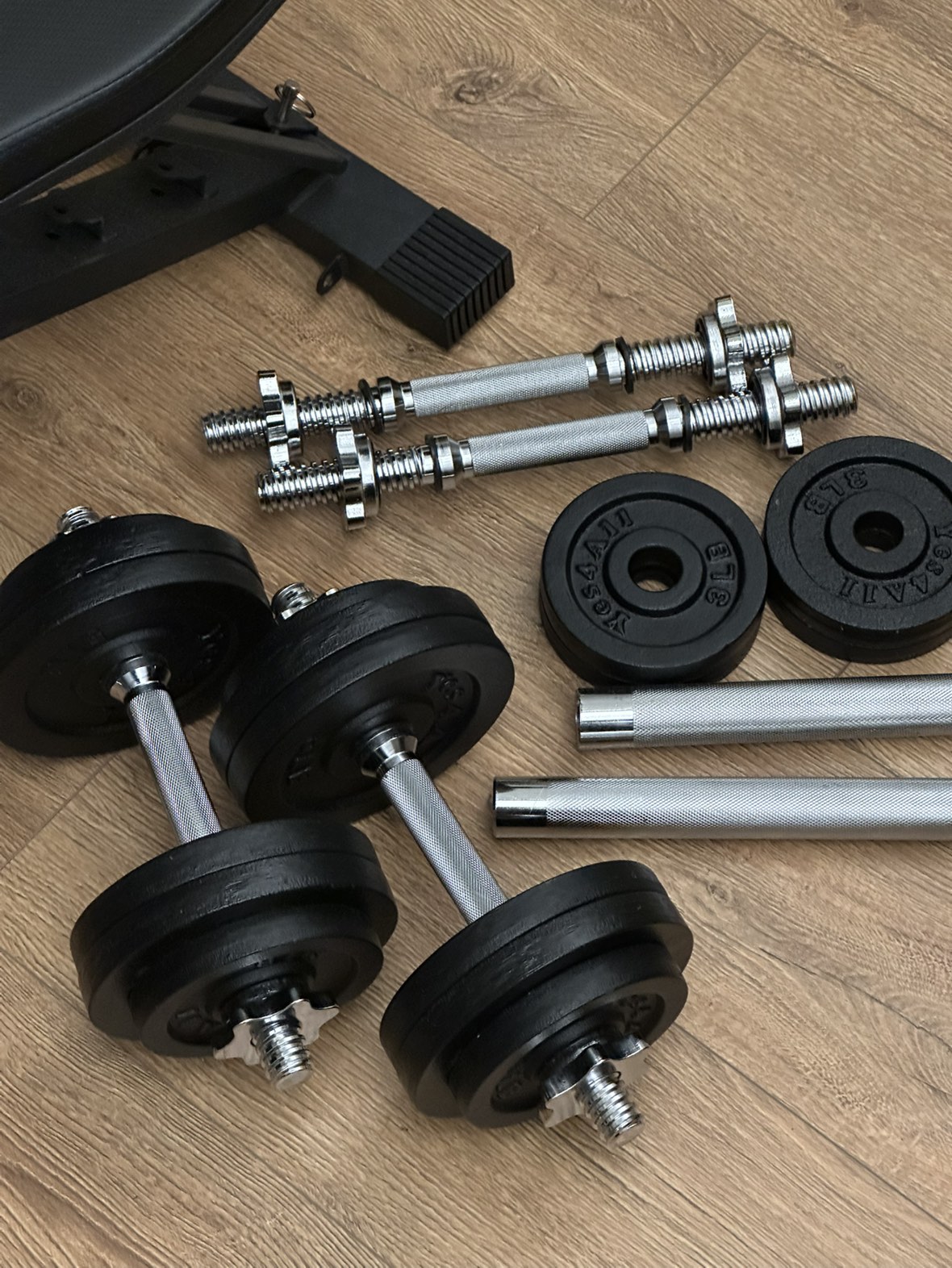 Dumbbells and bench press. 2 sets * 55 lb - photo 2