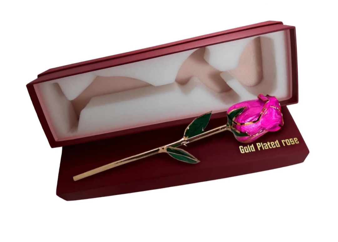24k Gold Plated real Rose with Stand - photo 3