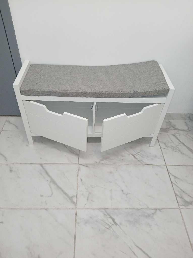 White Shoe Bench Storage Cabinet
