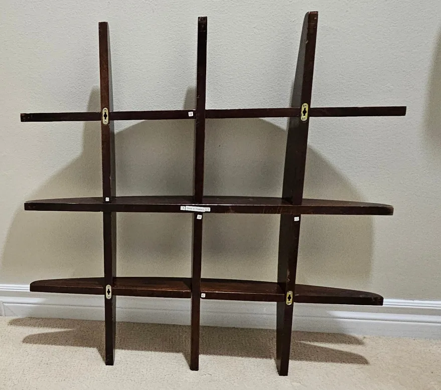 Wooden wall shelf, with curved shelves. image indicator(2)