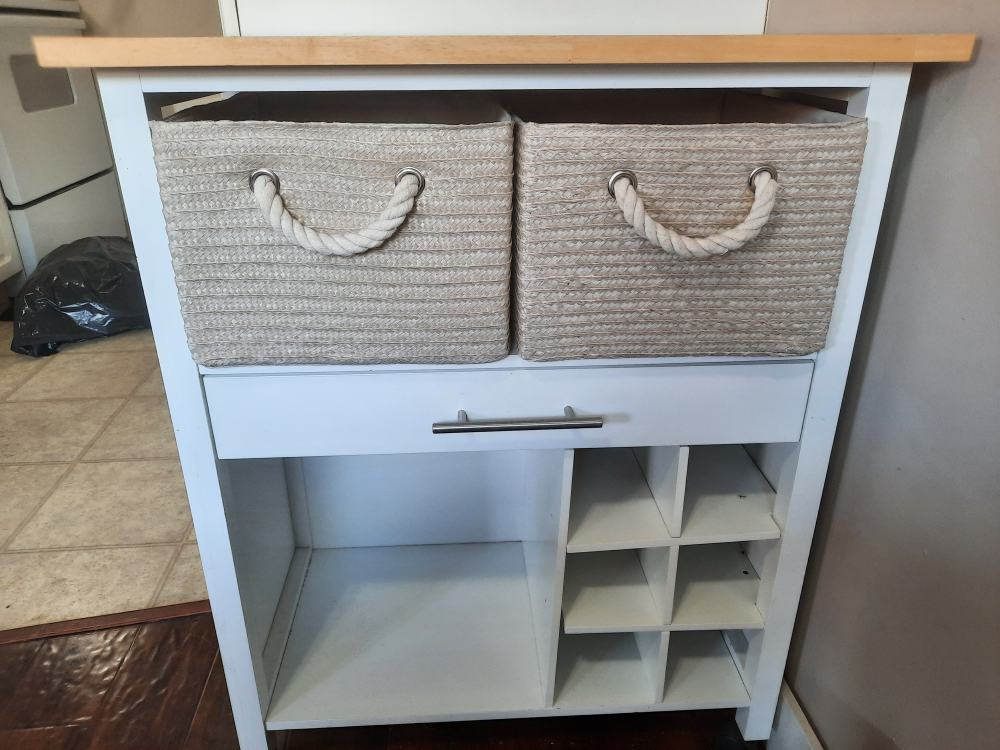 Moving sale ⚠️🚨 Kitchen cart with drawer, wine rack and wheels