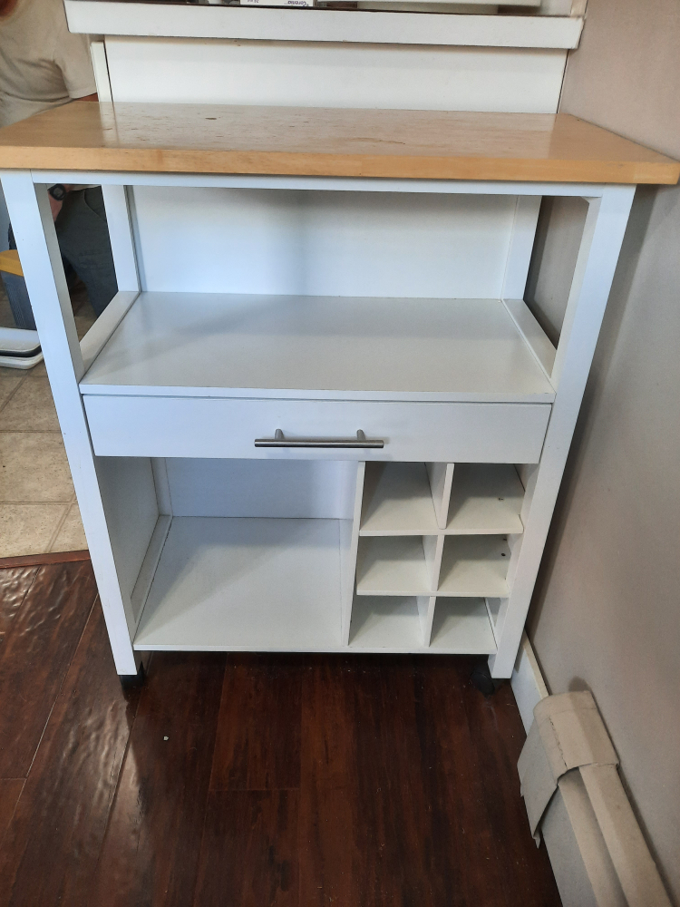 Moving sale ⚠️🚨 Kitchen cart with drawer, wine rack and wheels - photo 2