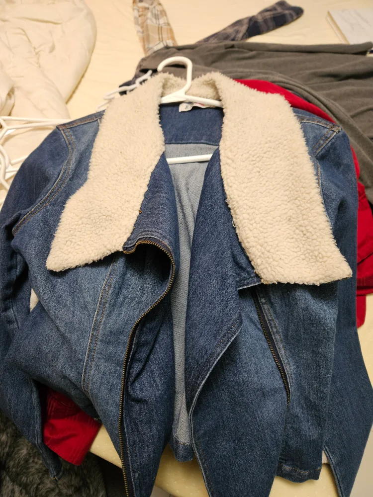 JustFab Denim Jacket with Faux Sherpa Collar image indicator(2)