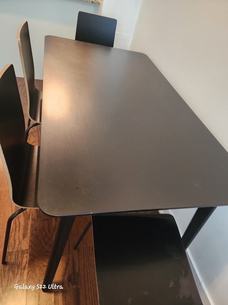 Black Dining Table Set with 4 Chairs