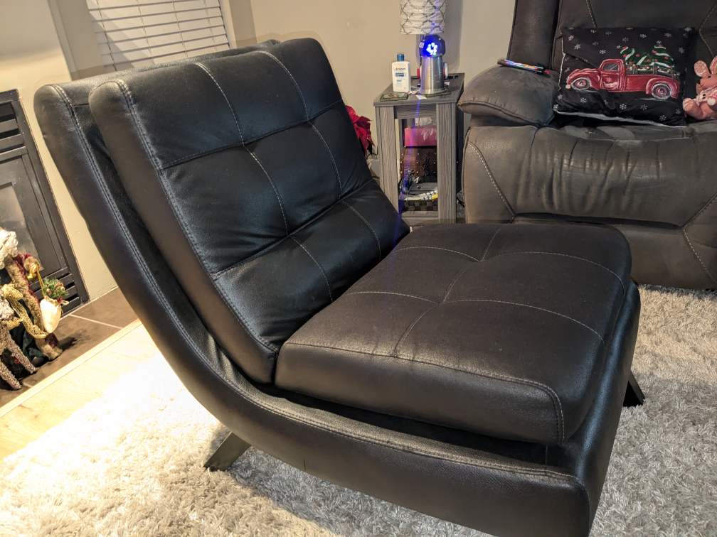 Black Faux Leather Armchair