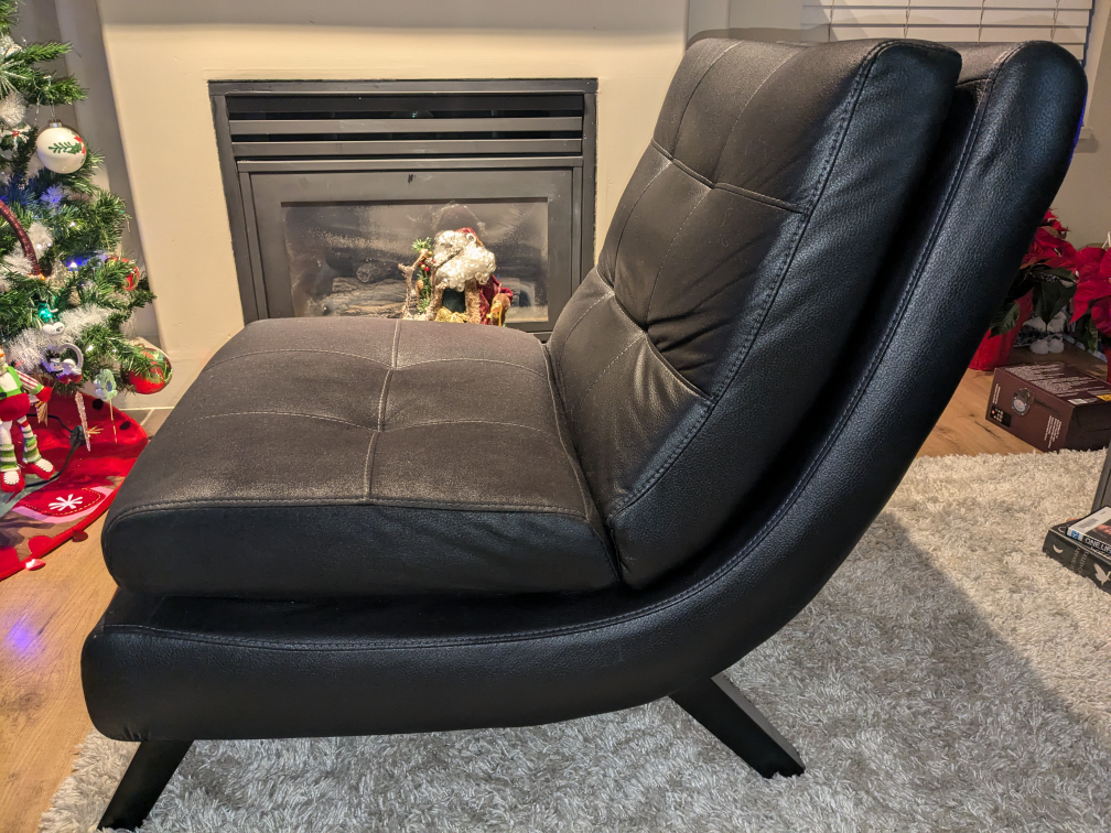 Black Faux Leather Armchair - photo 2