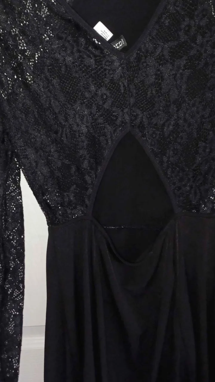 Black Lace Long Sleeve Back Open Dress image indicator(3)
