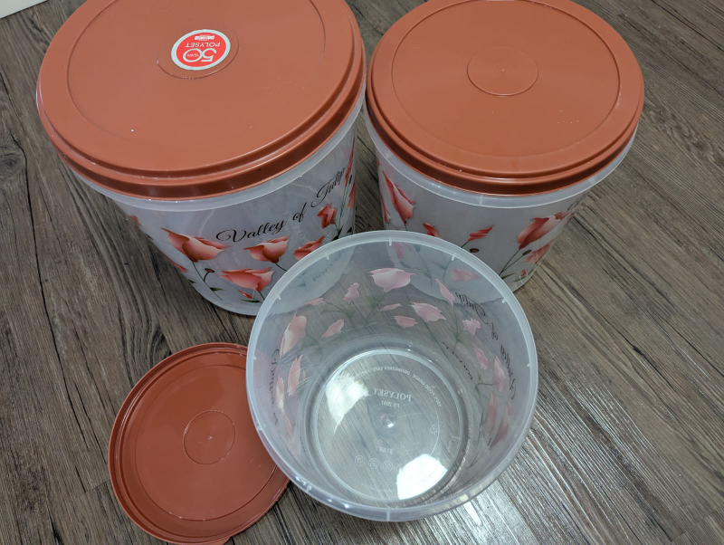 Set of 3 Clear Plastic Containers with Floral Design - photo 3