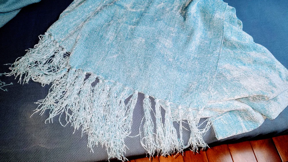 2 Blue Scarves with Fringes image indicator(2)
