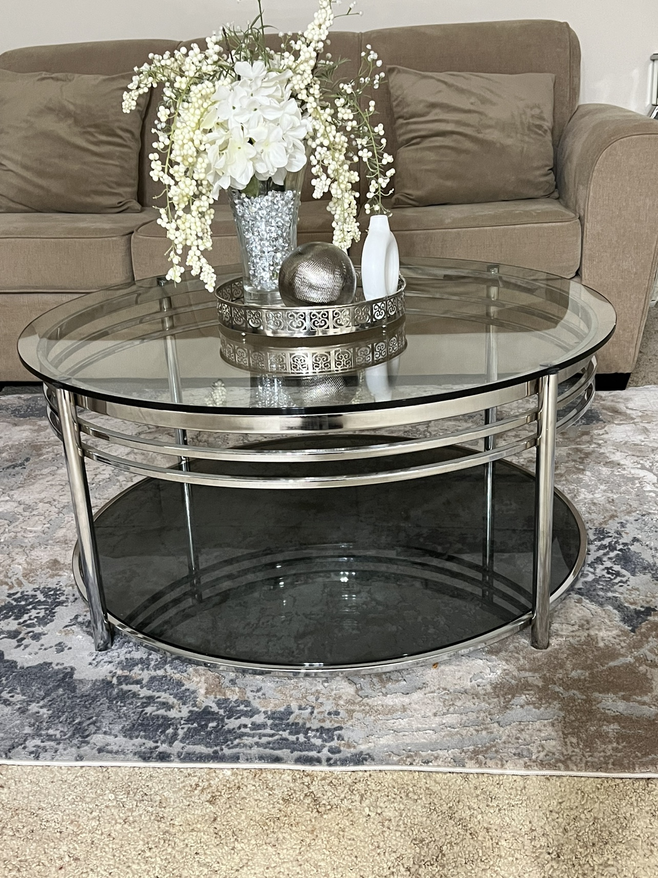 Glass Coffee Table with Metal Base - photo 3