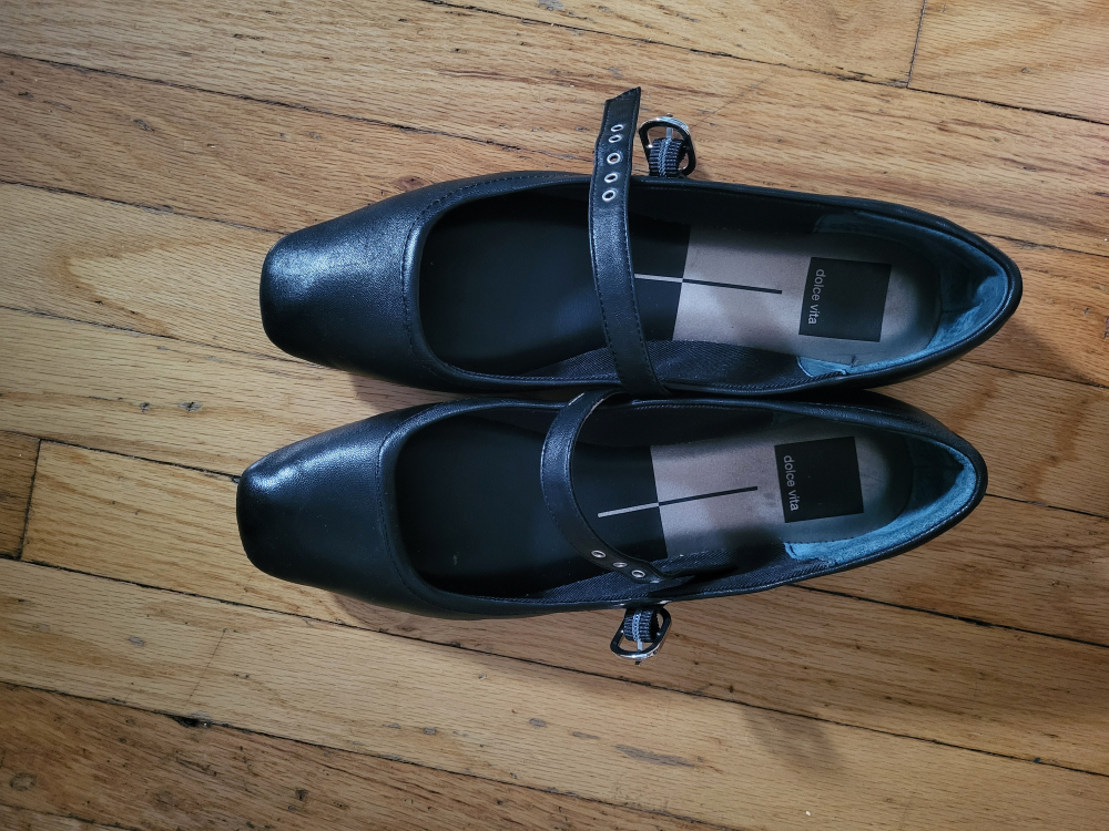 Dolce Vita Black Leather Mary Jane Flats - photo 2