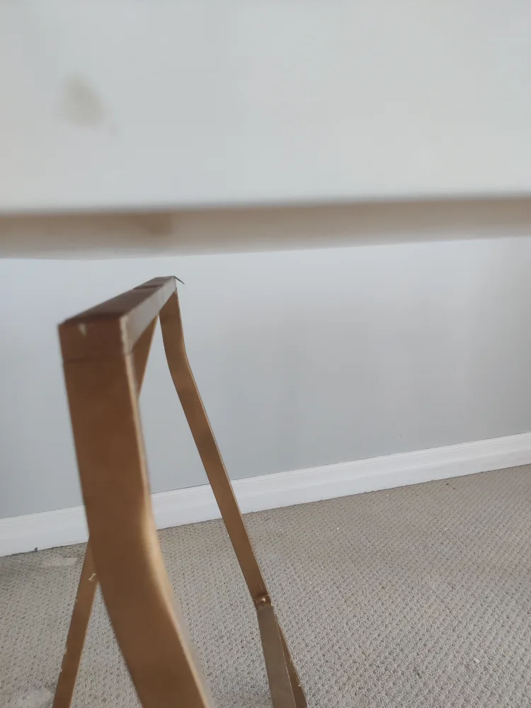 White Desk with Gold Trestle Legs image indicator(9)