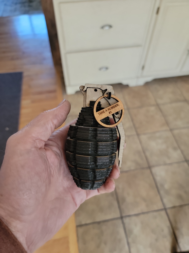 Laser Cut Wooden (Take a Number) Gag Grenade - photo 2