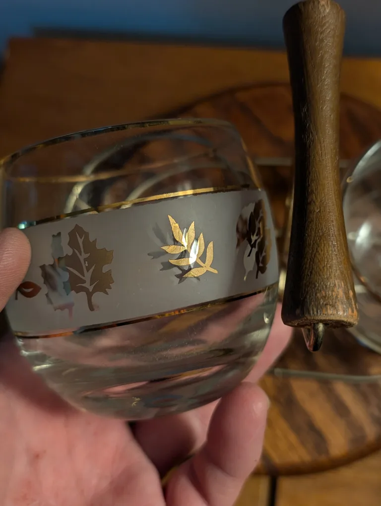 Vintage Libbey Golden Foliage Glass Sugar & Creamer Set 🧡 image indicator(3)