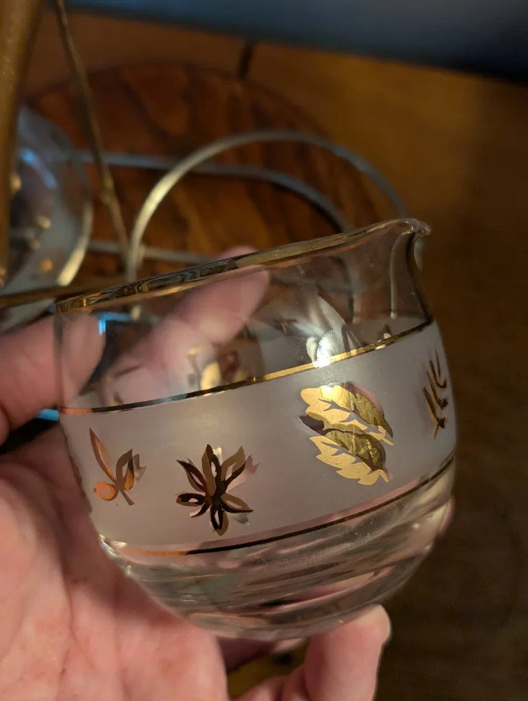Vintage Libbey Golden Foliage Glass Sugar & Creamer Set 🧡 image indicator(4)