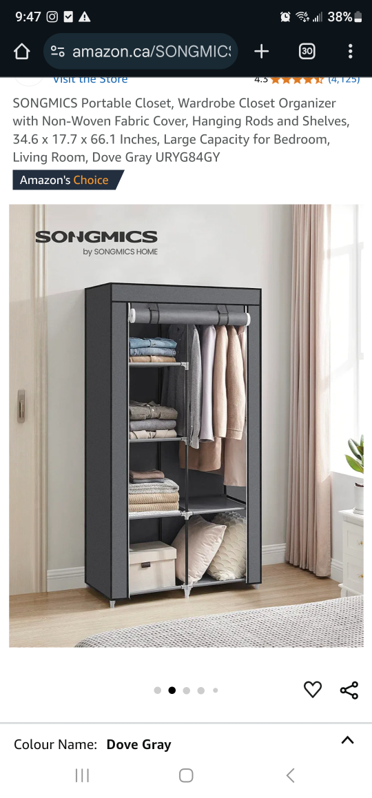 SONGMICS Portable Closet, Wardrobe Closet Organizer