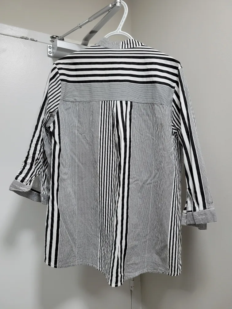 Black and White Striped Button Up Shirt image indicator(3)