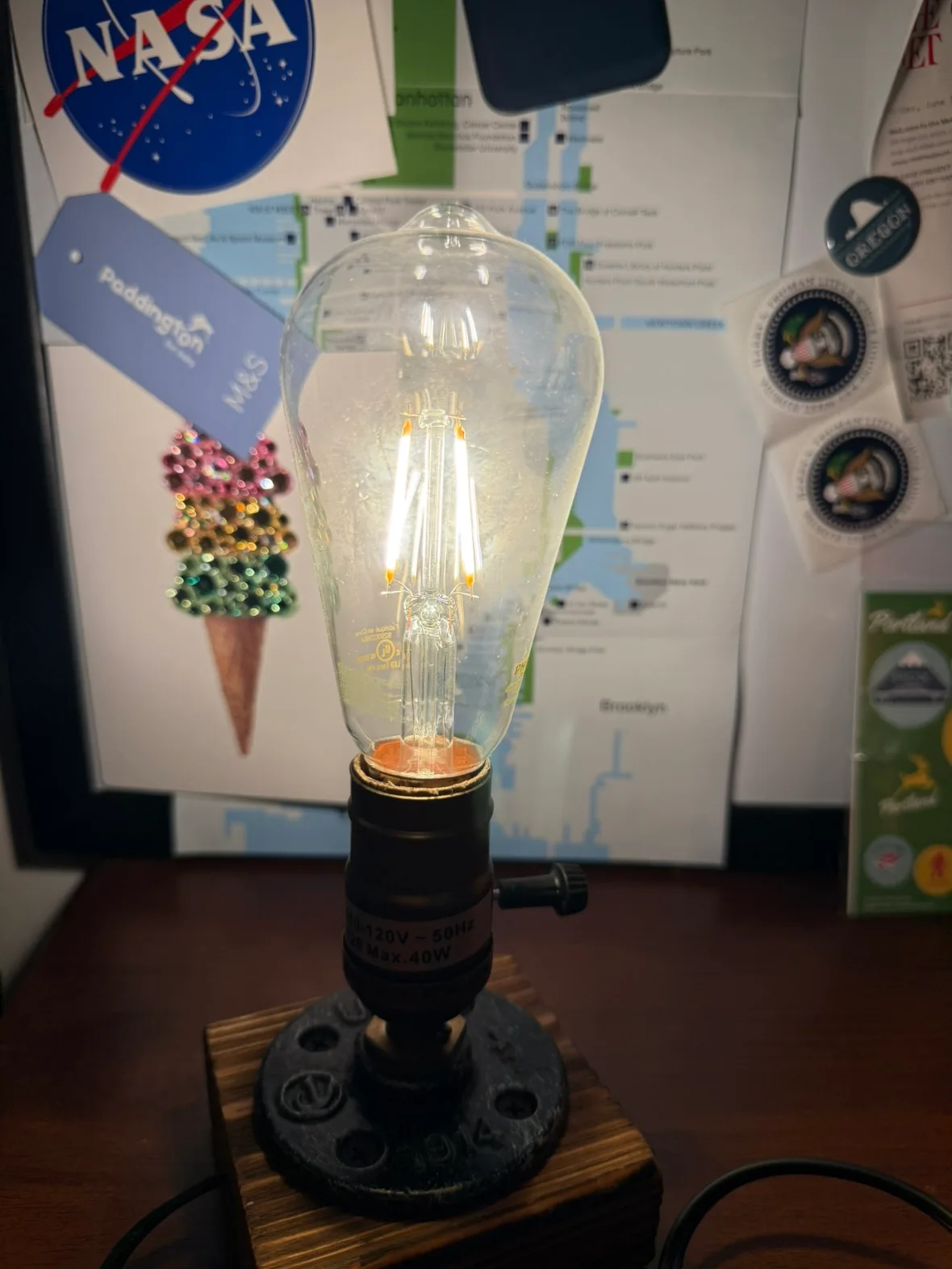 Industrial Pipe Lamp with Dimmer Switch (including a bulb) image indicator(4)