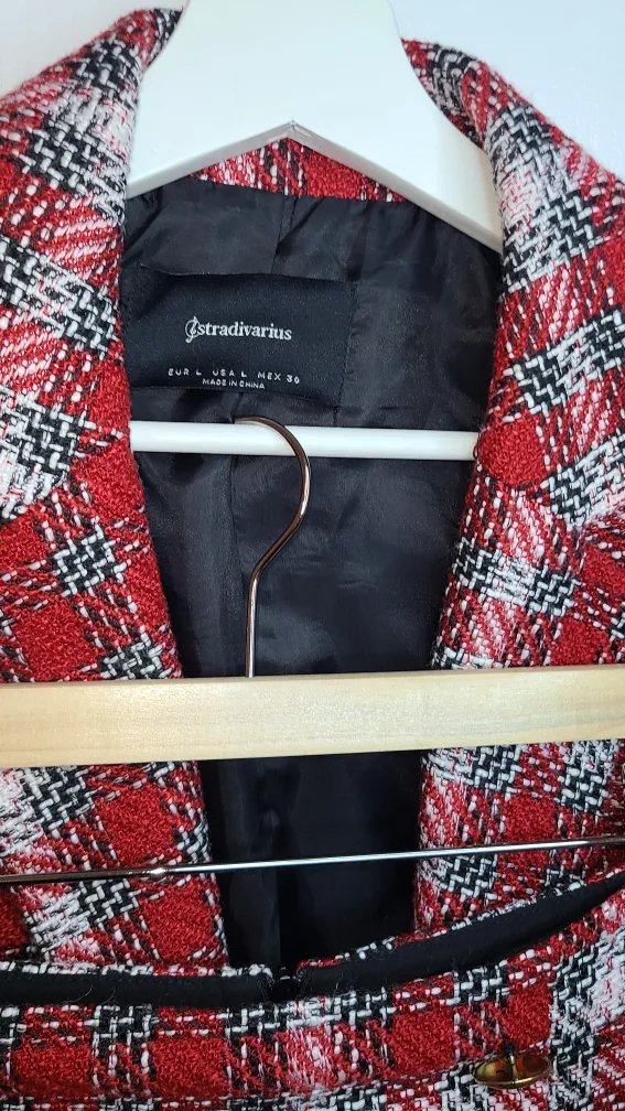 Stradivarius Red Plaid Blazer and Skirt Set image indicator(4)