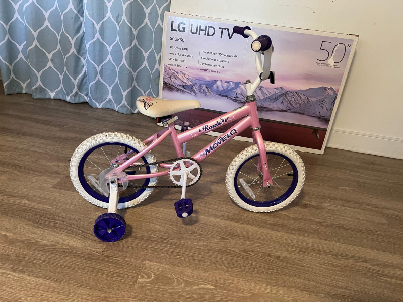 Pink Kids Bike with Training Wheels
